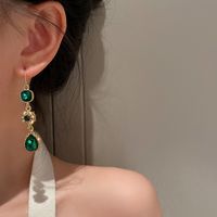 1 Pair Baroque Style Heart Shape Tassel Plating Inlay Copper Artificial Crystal Rhinestones Earrings sku image 2