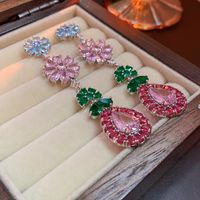 1 Pair Baroque Style Heart Shape Tassel Plating Inlay Copper Artificial Crystal Rhinestones Earrings sku image 14