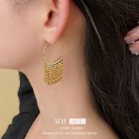 1 Pair Lady Streetwear Geometric Copper Tassel Drop Earrings main image 4