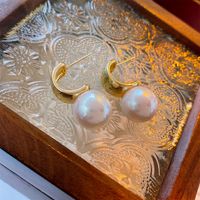 1 Pair Elegant Geometric Plating Inlay Copper Artificial Pearls Rhinestones Drop Earrings main image 2