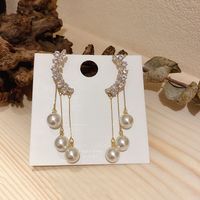 1 Pair Elegant Geometric Plating Inlay Copper Artificial Pearls Rhinestones Drop Earrings sku image 20