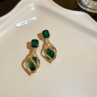 1 Pair Elegant Geometric Plating Inlay Copper Artificial Pearls Rhinestones Drop Earrings sku image 3