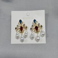 1 Pair Elegant Geometric Plating Inlay Copper Artificial Pearls Rhinestones Drop Earrings sku image 29