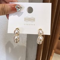1 Pair Elegant Geometric Plating Inlay Copper Artificial Pearls Rhinestones Drop Earrings sku image 15