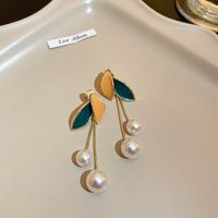 1 Pair Elegant Geometric Plating Inlay Copper Artificial Pearls Rhinestones Drop Earrings sku image 25