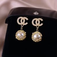 1 Pair Elegant Geometric Plating Inlay Copper Artificial Pearls Rhinestones Drop Earrings sku image 28