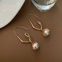 1 Pair Elegant Geometric Plating Inlay Copper Artificial Pearls Rhinestones Drop Earrings sku image 8