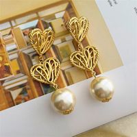 1 Pair Elegant Geometric Plating Inlay Copper Artificial Pearls Rhinestones Drop Earrings sku image 43