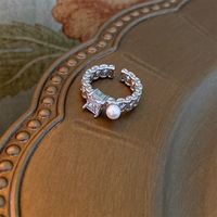 Casual Simple Style Heart Shape Copper Plating Inlay Pearl Zircon Open Ring main image 4