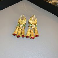 1 Pair Retro Sweet Flower Plating Inlay Copper Rhinestones Gold Plated Ear Studs sku image 24