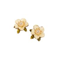 1 Pair Retro Sweet Flower Plating Inlay Copper Rhinestones Gold Plated Ear Studs main image 3