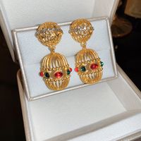 1 Pair Retro Sweet Flower Plating Inlay Copper Rhinestones Gold Plated Ear Studs sku image 21