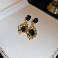 1 Pair Retro Sweet Flower Plating Inlay Copper Rhinestones Gold Plated Ear Studs sku image 1