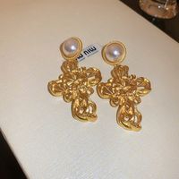 1 Pair Retro Sweet Flower Plating Inlay Copper Rhinestones Gold Plated Ear Studs sku image 13