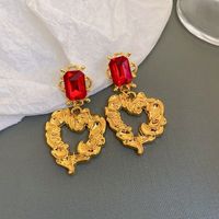 1 Pair Retro Sweet Flower Plating Inlay Copper Rhinestones Gold Plated Ear Studs sku image 18