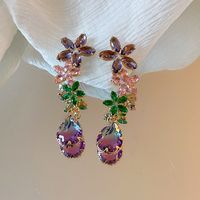1 Pair Glam Luxurious Lady Flower Butterfly Copper Inlay Zircon Drop Earrings sku image 14