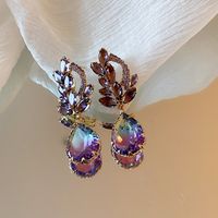 1 Pair Glam Luxurious Lady Flower Butterfly Copper Inlay Zircon Drop Earrings sku image 17