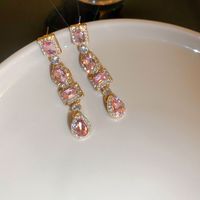 1 Pair Glam Luxurious Lady Flower Butterfly Copper Inlay Zircon Drop Earrings sku image 3