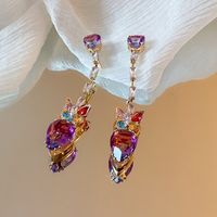 1 Pair Glam Luxurious Lady Flower Butterfly Copper Inlay Zircon Drop Earrings sku image 13