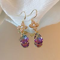 1 Pair Glam Luxurious Lady Flower Butterfly Copper Inlay Zircon Drop Earrings sku image 10