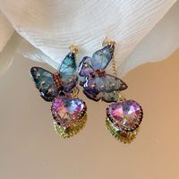 1 Pair Glam Luxurious Lady Flower Butterfly Copper Inlay Zircon Drop Earrings sku image 20