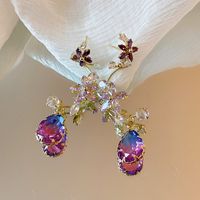 1 Pair Glam Luxurious Lady Flower Butterfly Copper Inlay Zircon Drop Earrings sku image 19