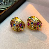 1 Pair Classical Water Droplets Flower Inlay Copper Artificial Gemstones Drop Earrings Ear Studs sku image 21