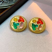 1 Pair Classical Water Droplets Flower Inlay Copper Artificial Gemstones Drop Earrings Ear Studs main image 5
