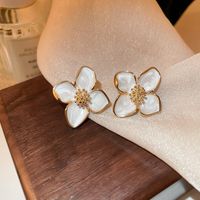 1 Pair Classical Water Droplets Flower Inlay Copper Artificial Gemstones Drop Earrings Ear Studs sku image 2
