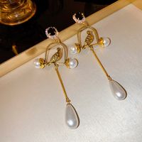 1 Pair Classical Water Droplets Flower Inlay Copper Artificial Gemstones Drop Earrings Ear Studs sku image 22