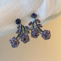 1 Pair Glam Luxurious Lady Flower Butterfly Copper Inlay Zircon Drop Earrings sku image 9