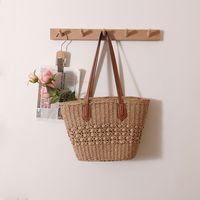 Femmes Grande Toutes Les Saisons Paille Style Vintage Style Classique Sac De Paille main image 5