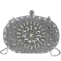 Women's All Seasons Rhinestone Flower Classic Style Oval Open Evening Bag sku image 5