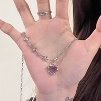 Simple Style Commute Heart Shape Alloy Inlay Zircon Women's Pendant Necklace main image 5