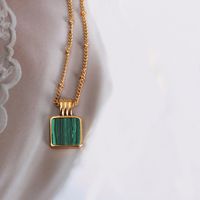 Simple Style Square Alloy Inlay Malachite Women's Pendant Necklace main image 3