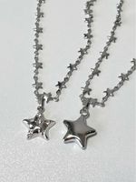 Y2k Einfacher Stil Stern Titan Stahl Patchwork Halskette Mit Anhänger main image 1