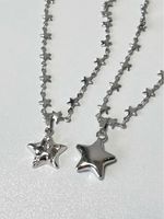 Y2k Simple Style Star Titanium Steel Patchwork Pendant Necklace main image 1