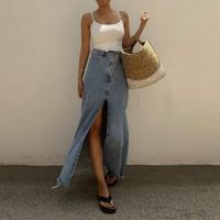 Summer Spring Vintage Style Solid Color Cotton Maxi Long Dress Skirts main image 1