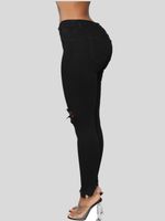 امرأة شارع ملابس الشارع اللون الصامد مكتمل الطول مغسول جينز main image 4