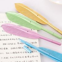 Creative Metallic Feather Gel Pen Black 0.5 Student Stationery Gel Pen Wholesale Christmas End Children's Day Gifts main image 4