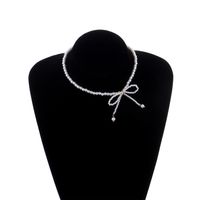 Elegant Sweet Bow Knot Imitation Pearl Alloy Beaded Plating Inlay Rhinestones Women's Necklace main image 5