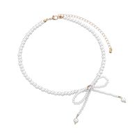 Elegant Sweet Bow Knot Imitation Pearl Alloy Beaded Plating Inlay Rhinestones Women's Necklace sku image 2