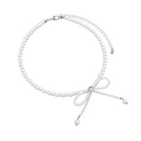 Elegant Sweet Bow Knot Imitation Pearl Alloy Beaded Plating Inlay Rhinestones Women's Necklace sku image 3