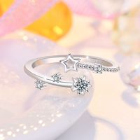 Elegant Lady Simple Style Star Copper Plating Inlay Zircon Open Ring main image 1