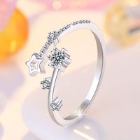 Elegant Lady Simple Style Star Copper Plating Inlay Zircon Open Ring main image 3