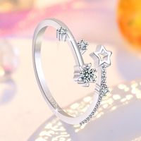 Elegant Lady Simple Style Star Copper Plating Inlay Zircon Open Ring main image 2