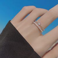 Casual Simple Style Crown Copper Plating Inlay Zircon Silver Plated Open Ring main image 1