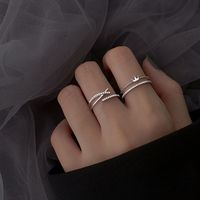 Casual Simple Style Crown Copper Plating Inlay Zircon Silver Plated Open Ring main image 5