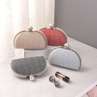 Silver Champagne Red Pu Leather Solid Color Shell Evening Bags main image 1