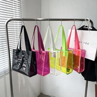 Women's Medium Pvc Solid Color Classic Style Square Open Jelly Bag main image 4